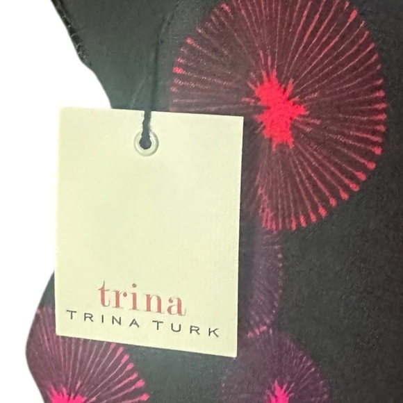 NWT Trina Turk Pink Red & Black Halter Sheath Dress with Retro Print - Picture 3 of 10